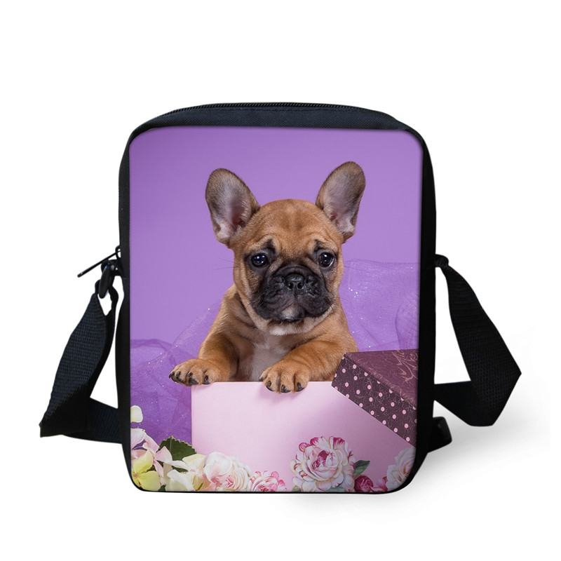 Mini bolsos cruzados con estampado 3D de Bulldog Francés para mujer, bandolera de viaje, bolso de hombro: Gris