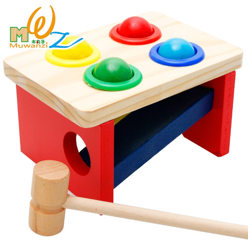 Mwz baby træstøj maker bankkugle børn hånd hammerkugle kasse børn tidligt lærende pædagogisk legetøj
