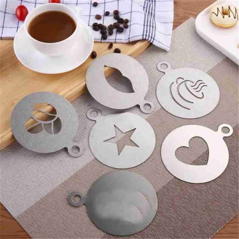 Cappuccino form fancy kaffe tryk model skum spray kakao samling glasur stencils kaffe chokolade kage tryk sukker  y3 j 8