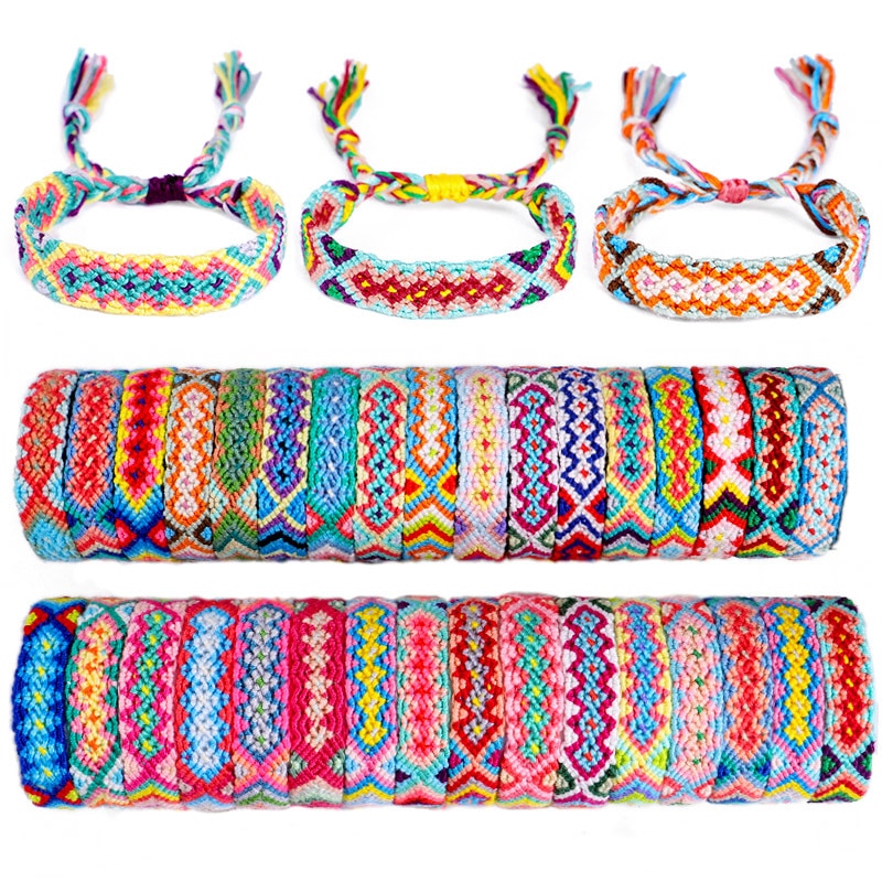 Boho Etnico Braccialetto Fatto A Mano Della Spiaggia di Estate Della Treccia String Involucro di Cotone Corda Intrecciata Braccialetti di Amicizia Per Le Donne Degli Uomini