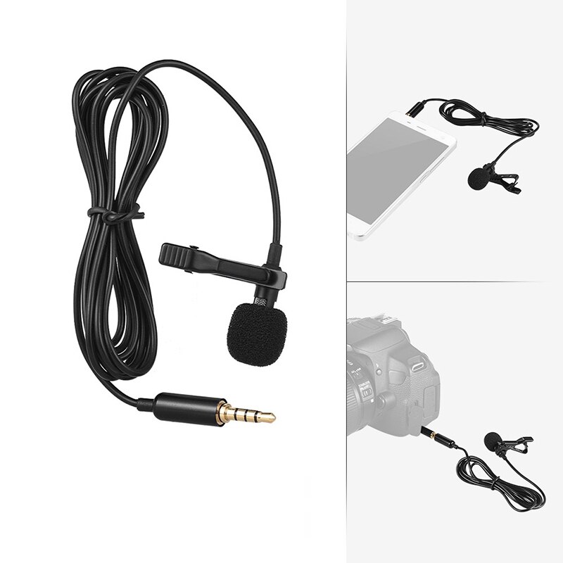 Mini Portable Lapel Clip-on Condenser Mic Wired Microphone 3.5mm Omnidirectional Metal Microphone for iPhone Android Smart phone