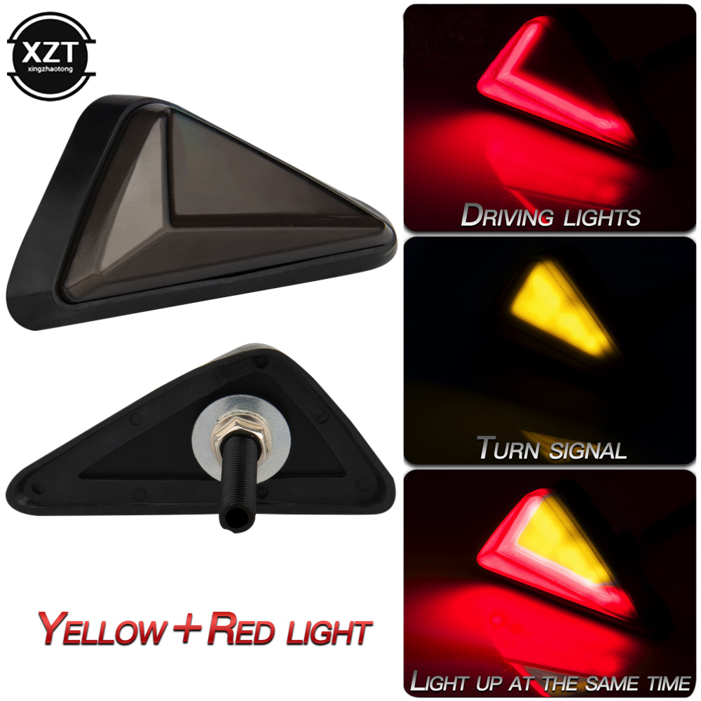 Luz LED de intermitente para motocicleta, triángulo Universal, indicador impermeable, luz intermitente, luz de señal integrada, 2 uds.: Rojo