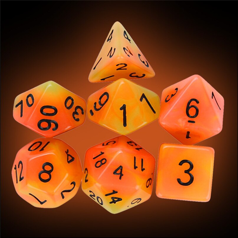 7 stücke würfel Leuchtende Digitale Würfel Für TRPG Spiel polyedrisch D4-D20 Multi einseitig Acryl Würfel #1h07
