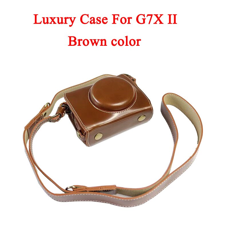 Pu Leather Camera Case Bag For Canon Powershot G7X mark 2 G7X II G7X2 G7XIII G7X III G7X Mark 3 luxury Camera Cover With Strap: Luxury G7XII Brown