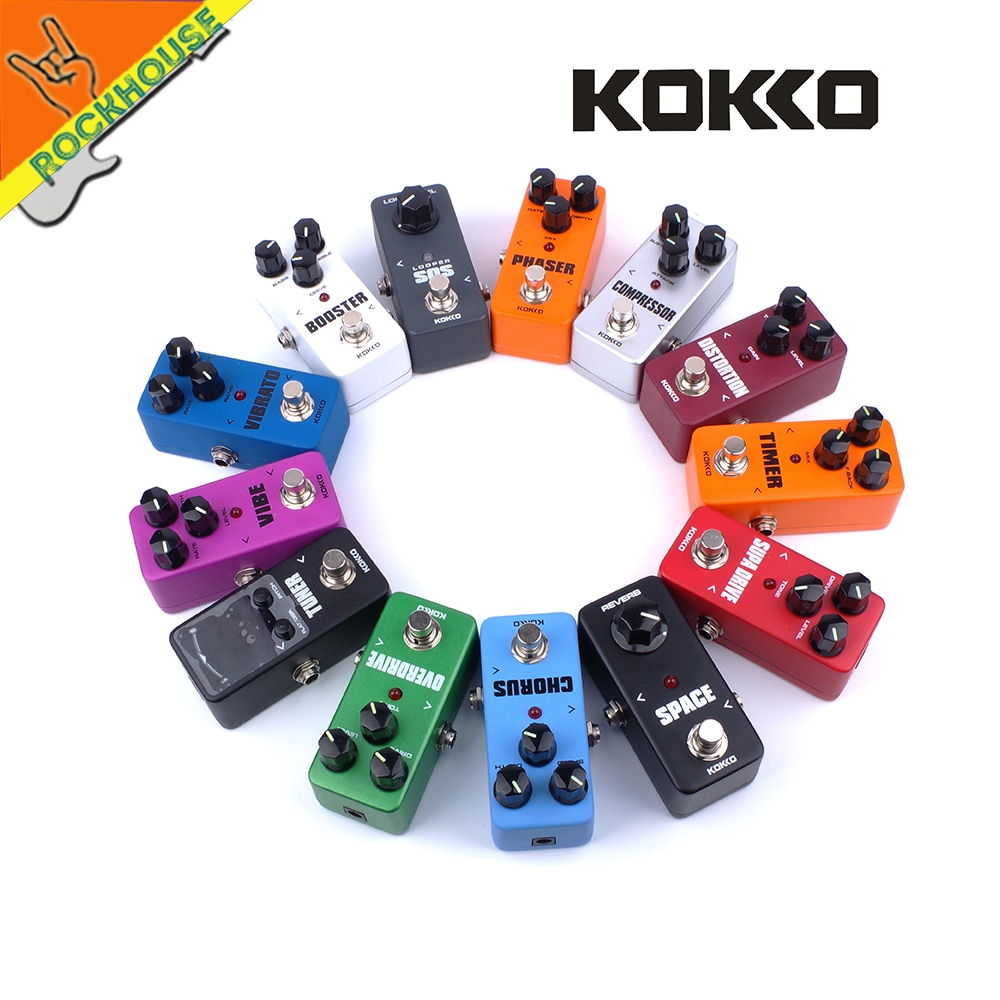 KOKKO Guitar Effects Pedal Chorus Compressor Overdrive Distortion Booster Vibe Vibrato Loop Reverb Phaser Tuner Guitar Pedal