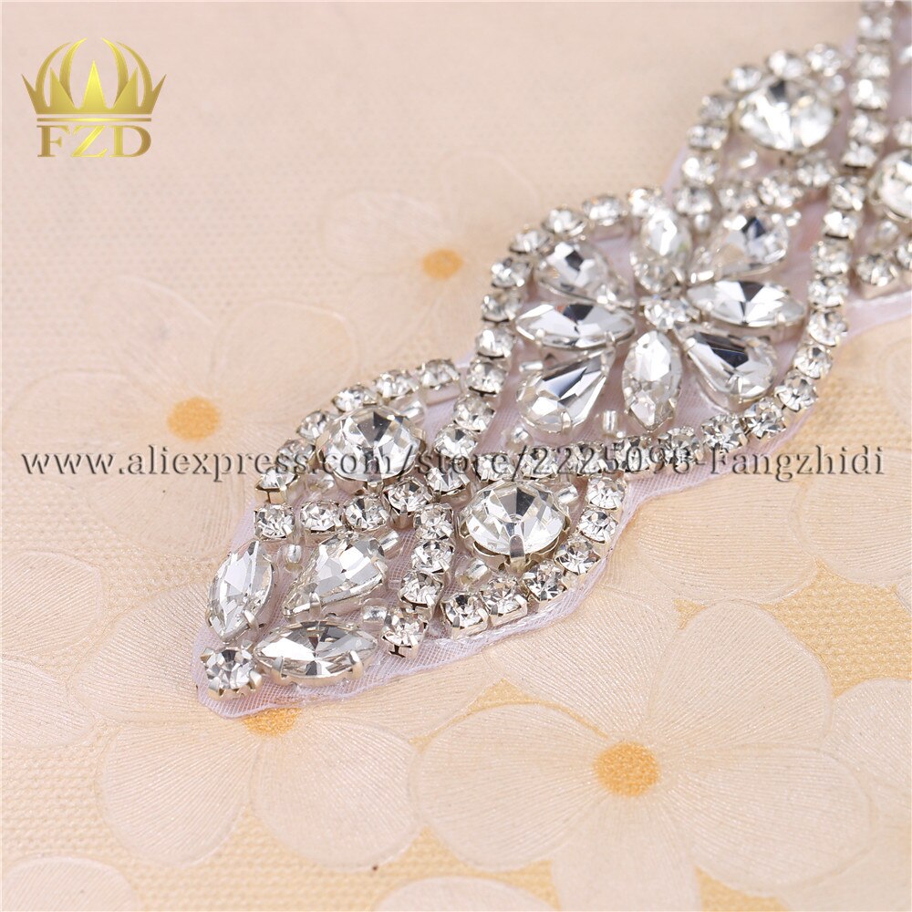 1 Stuk Clear Rhinestone Applique Voor Trouwjurken Trim Rhinestone Crystal Naai Kledingstuk Sash Riem Patches Fix Strass