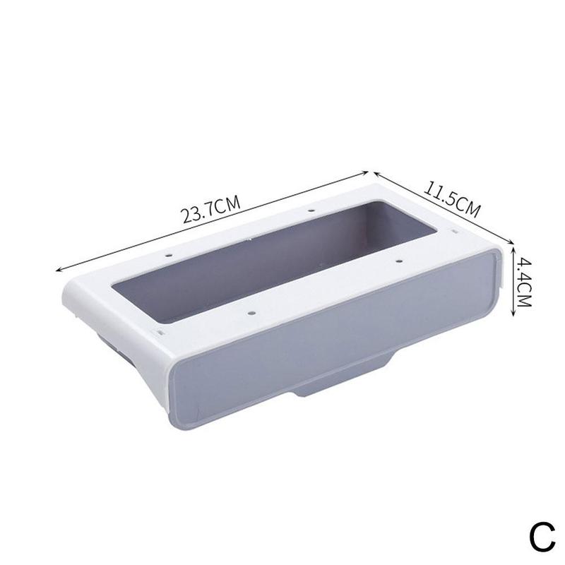 Storage Box Under Drawer Box Hidden Table Paste Kitchen Case Organizer Pen Holder Desk Basket Hanging Stationery Memo Parti D5A6: gray S