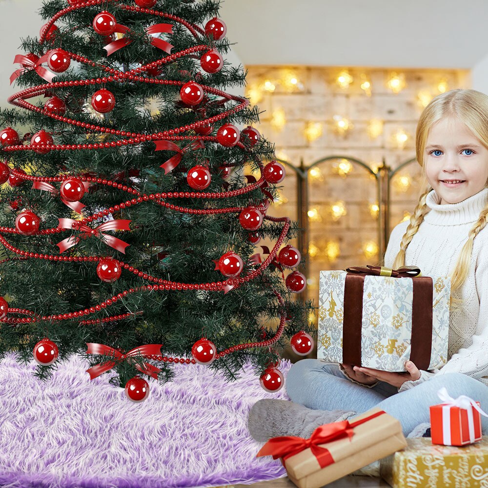 78cm lilla plys juletræ nederdele pels tæppe jul jul forklæder base træ nederdele gulvmåtter dække hjem fest dekoration