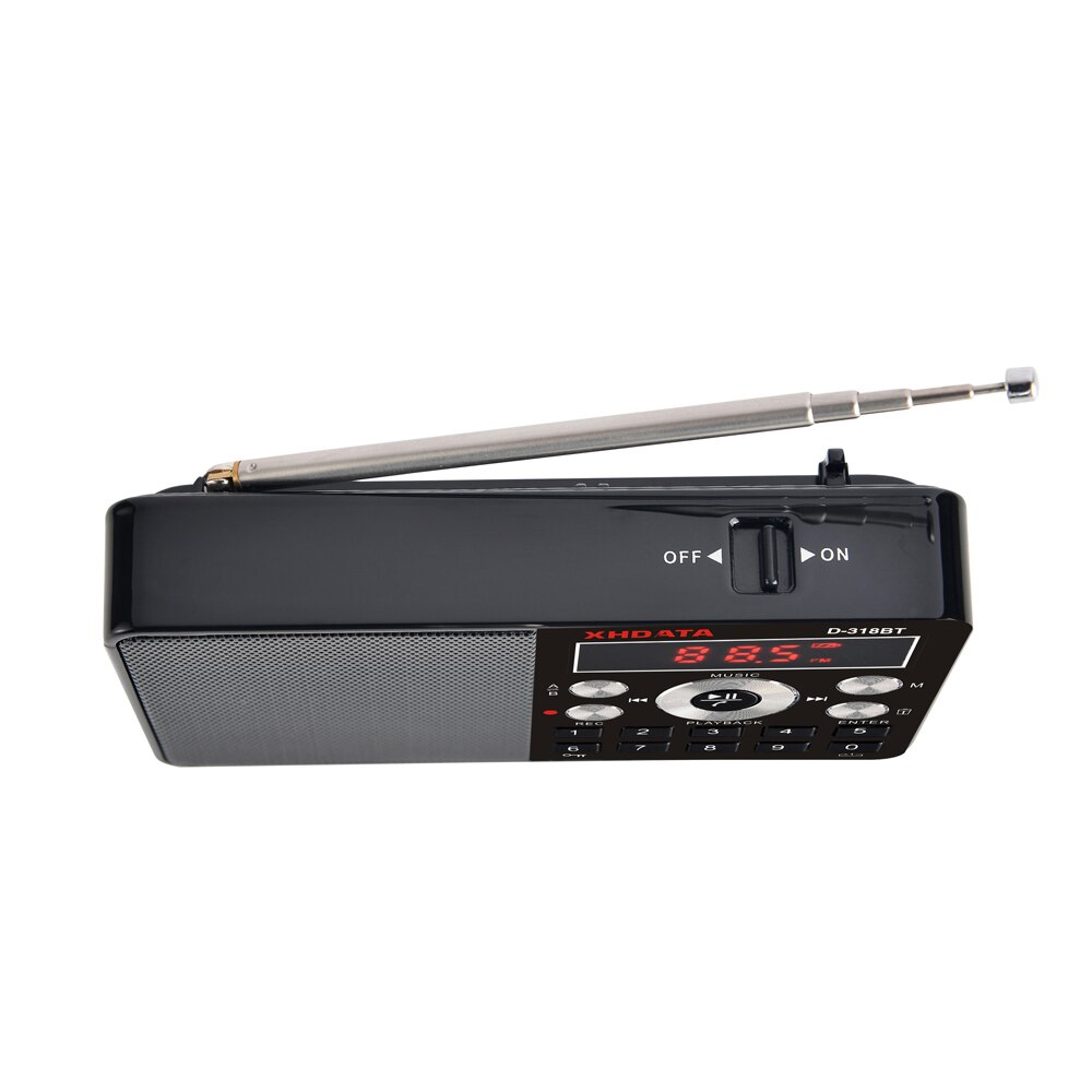 Xhdata D-318 bt fm rádio estéreo mini multifunções portátil receptor de rádio suporte chamadas telefone sem fio A-B bluetooth rádio