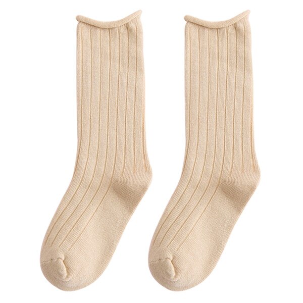 Kinderen meisjes lange laarzen sokken effen snoepkleur beenwarmer verticale streep slang: 8- kaki / Ik