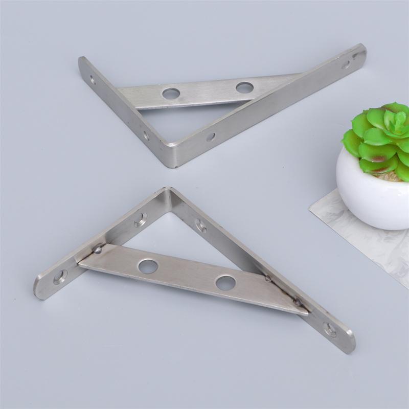 2pcs Durable Industrial Wall Shelf Support Bracket Stainless Steel Triangular Bracket with 4 Screws