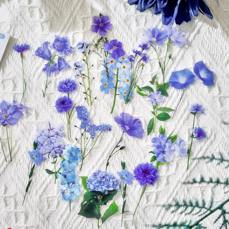 40 Uds. De pegatinas creativas Kawaii de plantas y flores, tienda de mano, etiquetas de palo DIY, Material para álbum de recortes, suministros para diario basura