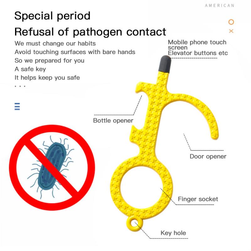 Anti Contact Door Opener No Touch Key Door Opener Keychain Anti-Touch Door Handle Elevator Artifact Key Button Tool