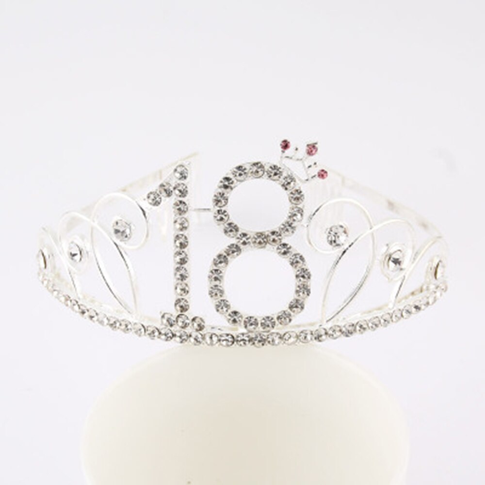 16 18 21th Verjaardag Prinses Tiara Kroon Hoofdband Bruids Haar Band Haar Accessoires Hoofdtooi Bruiloft Voor Vrouwen Anniversary 30: Silver-18