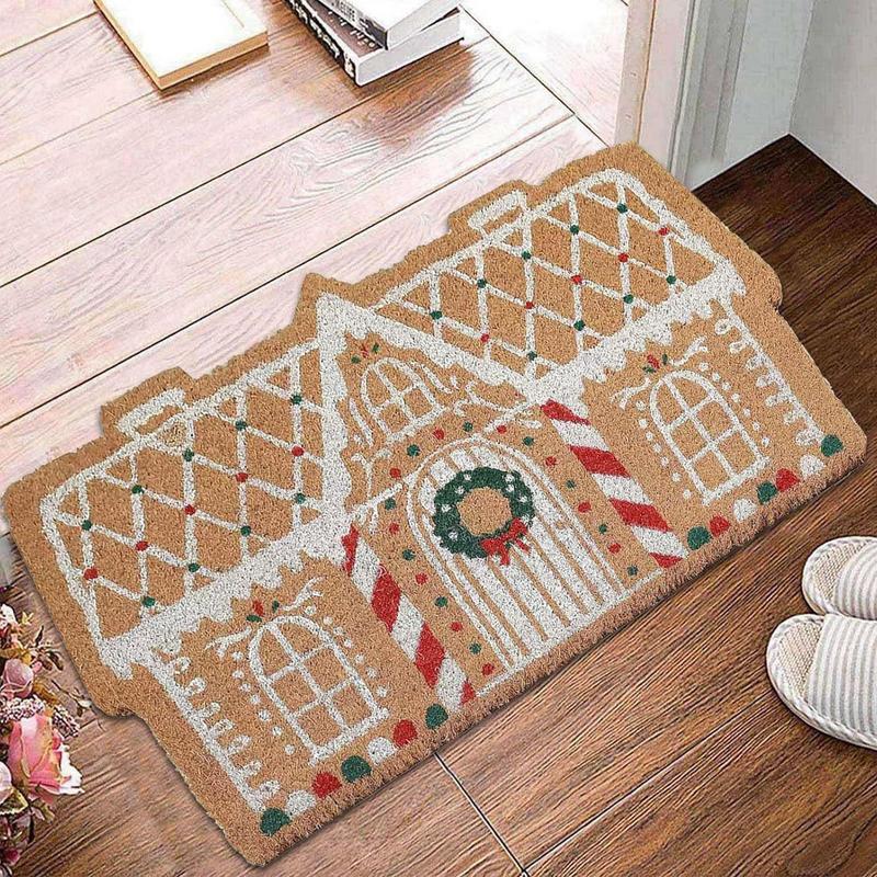 Palace Shaped Rugs Christmas Cartoon Doormat Floor Mat Non-Slip Bath Mats Doormats For Bedroom Front Door Xmas Welcome Carpet