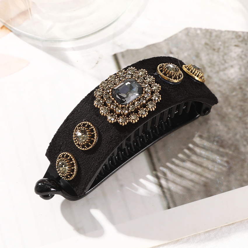 Retro Rhinestone Flocking Hair Clip Women's Back Of The Head Duckbill Clip Accessory Headband Hair Clip Hair Accessories