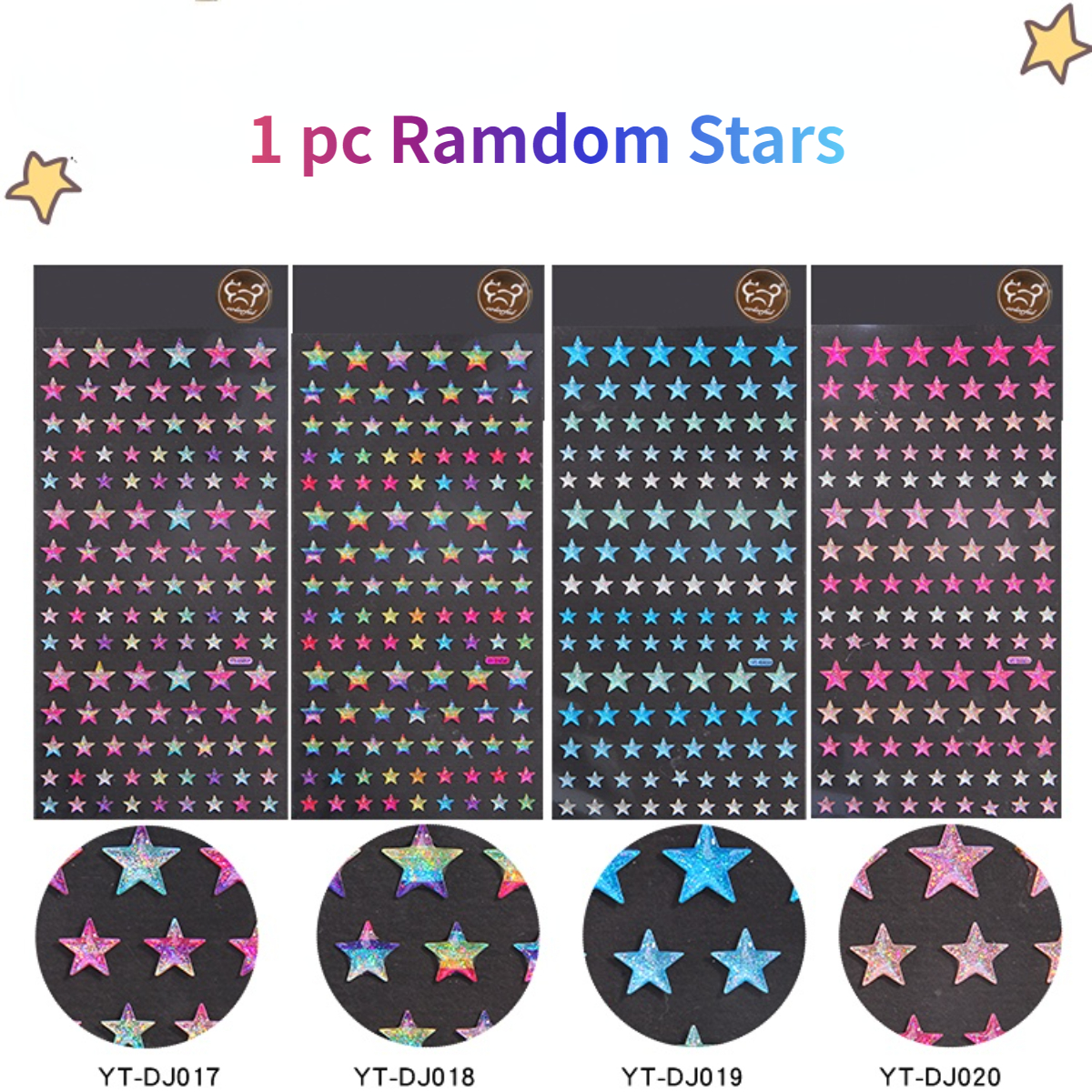 Colorido corazones brillantes estrellas gota de cristal pegatinas 3D Scrapbooking Diy diario adhesivo de papelería hoja Deco: YELLOW