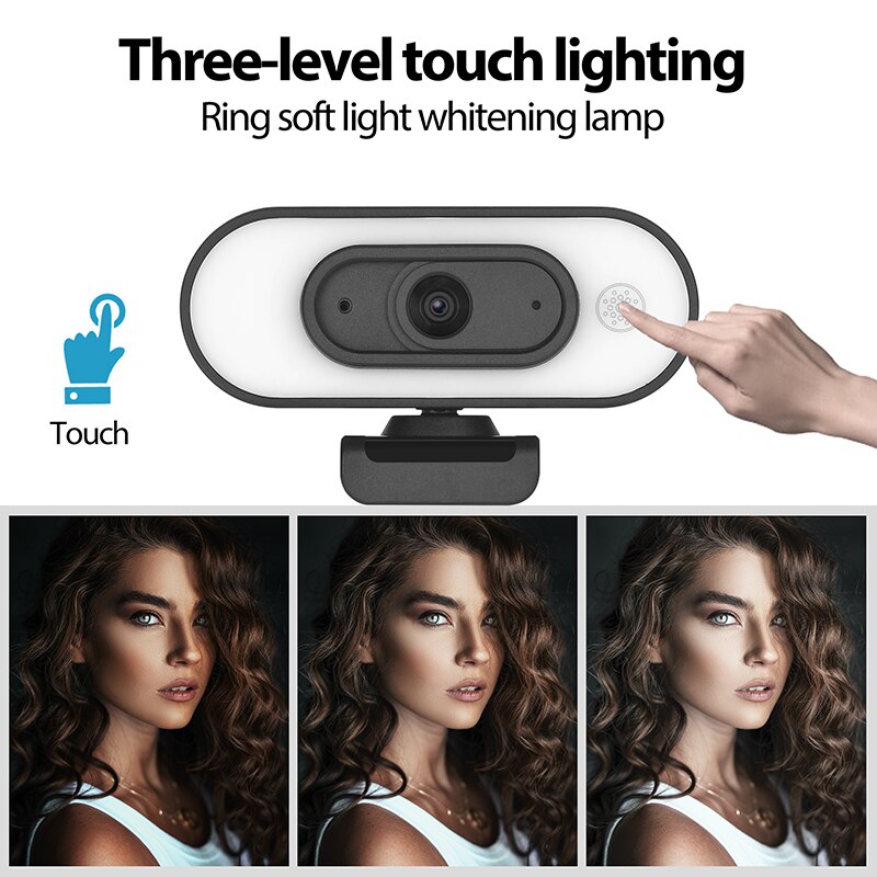 VizoLink 4K Webcam For Computer Pixels Wide Angle Web Camera 3 Grades Brightness Camera with Microphones Tripod Video Conference