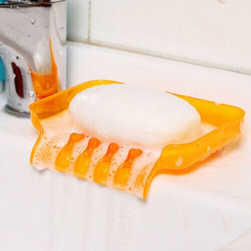 Dræning vandfald sæbe fad kasse sugekop vand afløb sæbe fade svamp holder til badeværelse køkken bruser: Orange