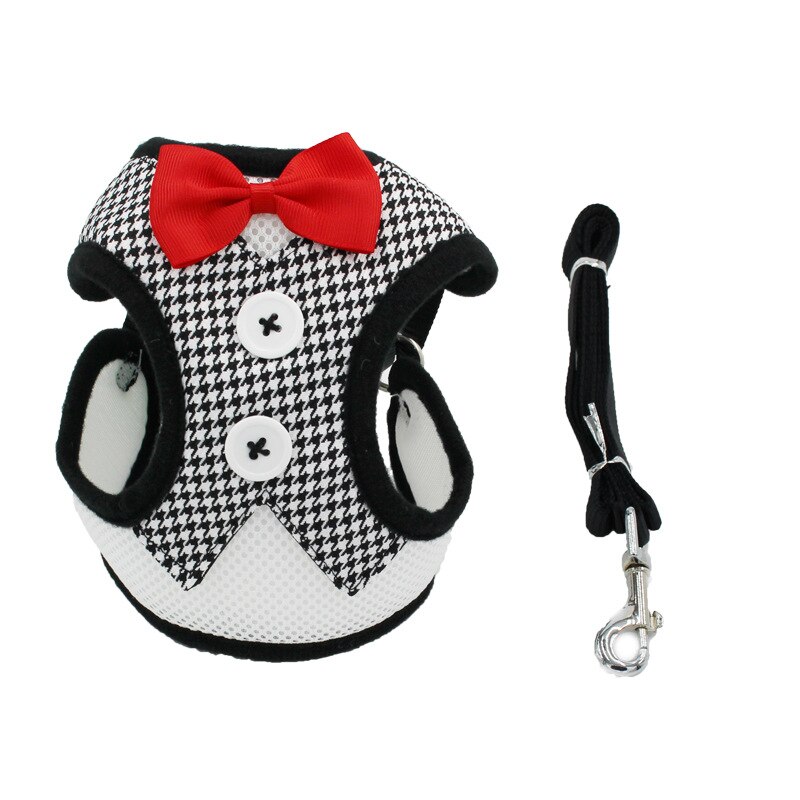 NOVEDAD DE VERANO correas de perro Sets de arneses de lona transpirables con corbata Gato al aire libre vestido para andar ropa para de mascotas del producto: 3 / S