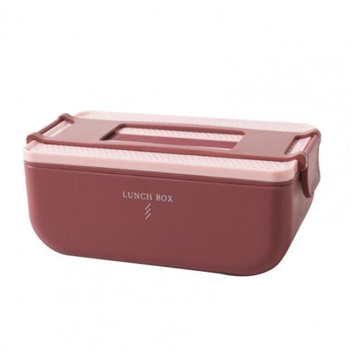 Rectangle Lunch Box Double-layer Food Storage Lunchbox Microwave Heating Food Container Bento Box Kitchen Organizer Food Box: Red A