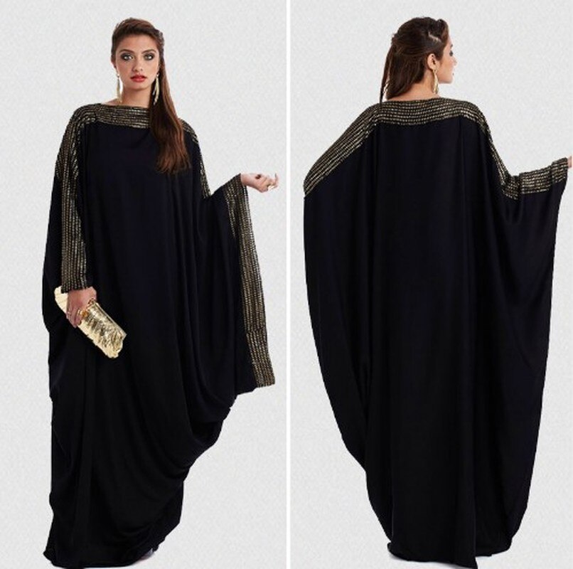 Muslimische Marokkanische Kaftan Abaya Hijab Kleid Frauen Batwing Hülse Ramadan Islamische Clohing Djellaba Jilbab verlieren Kleid Musulman Ropa