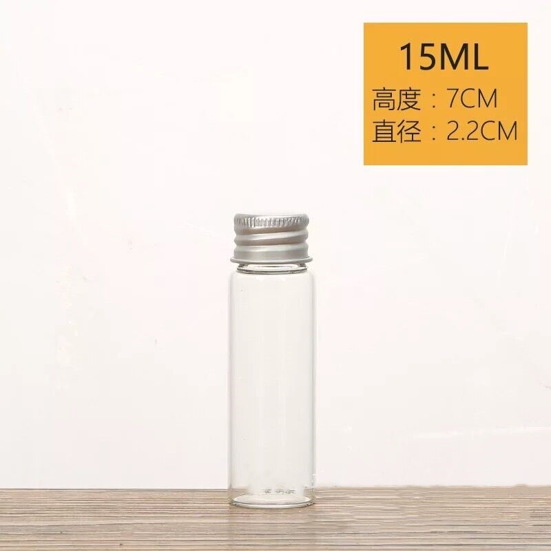 100pcs/lot 5/6/8/10/14/18/20/ 25ml Glass Bottles with Screw Cap Empty Spice Food Liquid Bottles Jars DIY Crafts Vials Containers: 22x70mm 18ml