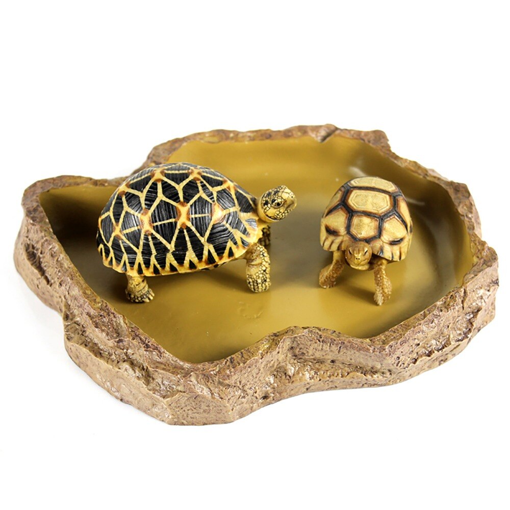 Plato de agua para reptiles e insectos, cuenco de agua, bandeja de alimentación para baño, tortuga Gecko, lagarto, serpiente, Tortuga, patrón de mármol, decoración para terrario grande