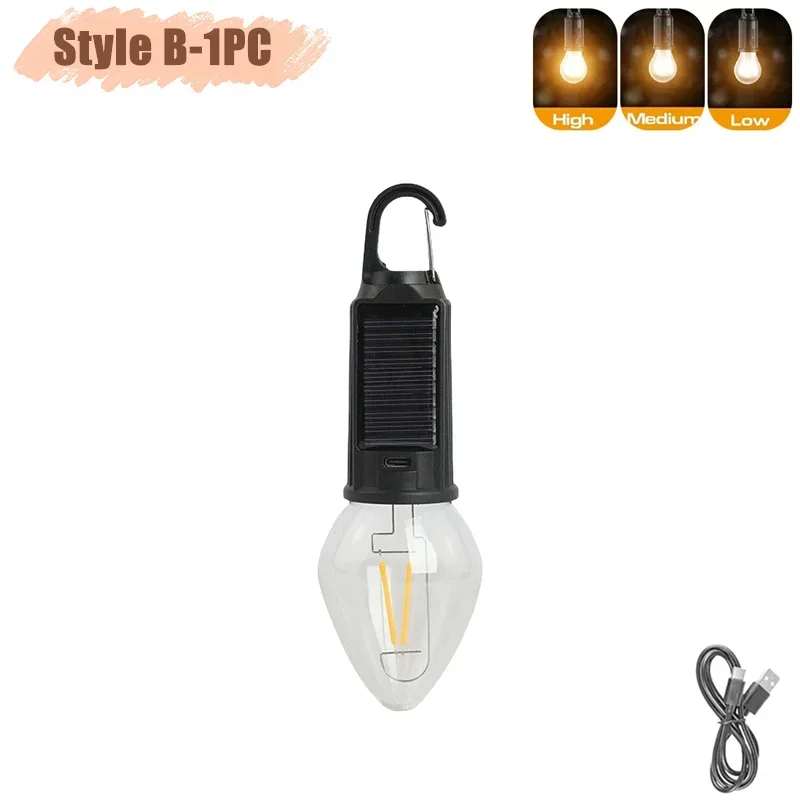 Linterna LED Solar portátil con 3 modos de luz Luz de emergencia al aire libre recargable por USB para acampar, senderismo, actividades de pesca: Soleado amarillo