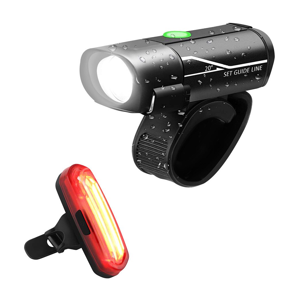 Fiets Licht Usb Oplaadbare Waterproof Fietslicht Set Fietsen Front Light + Achter Licht Weg Mountainbike Zaklamp: Default Title