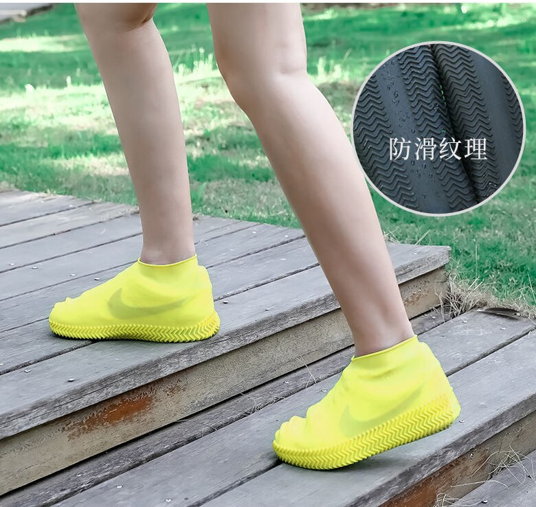 Scarpa da pioggia in Silicone per esterni copertura impermeabile per uomo e donna copriscarpe addensato antiscivolo fondo resistente all&#39;usura bambini antipioggia: yellow / L