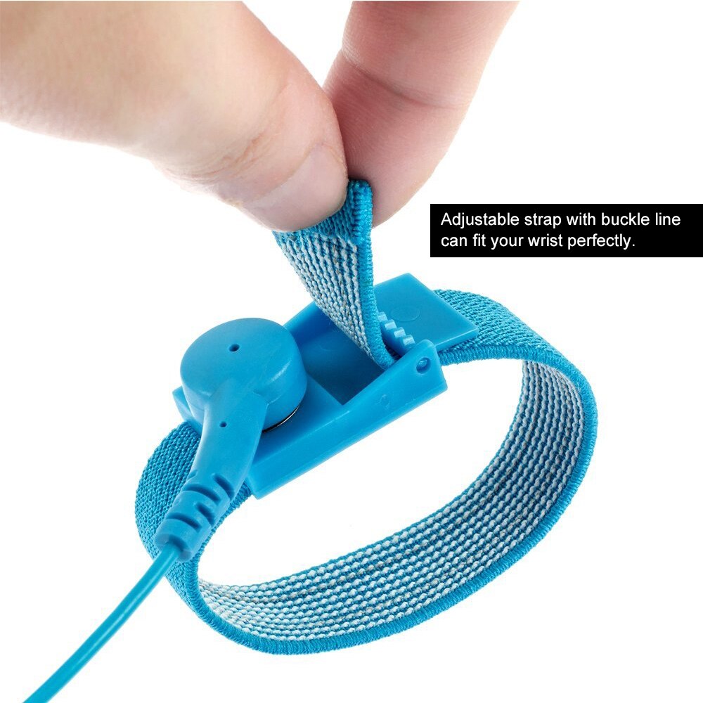 PVC Anti-Static Wrist Strap Band ESD Discharge AntiStatic Wrist Belt Blue
