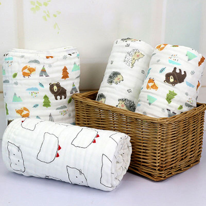 Elinfant – langes en mousseline 100% coton pour bébé, couvertures colorées pour -né, doux, 6 couches, 1 pièce