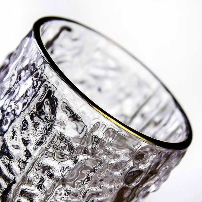 2Pcs Japanese Wine Glass Bark Pattern Beer Glass Vodka Whisky Cup Home Transparent Milk Juice Coffee Glass Cup