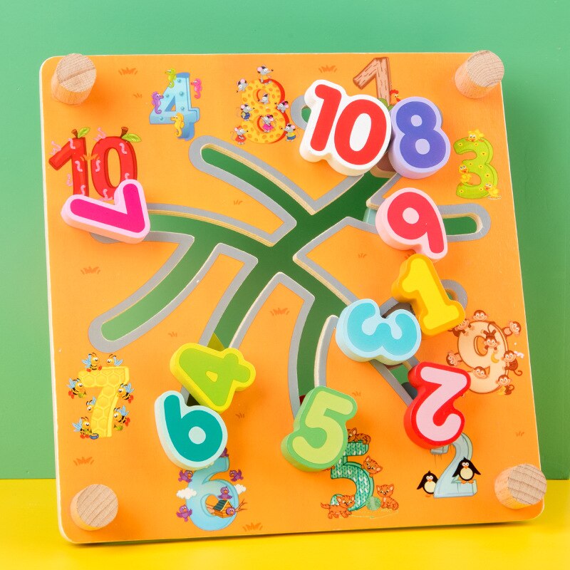 Apprendimento precoce educativo doppio scivolo Puzzle numero forma traffico animale bambini giocattoli in legno per bambini labirinto intelligenza