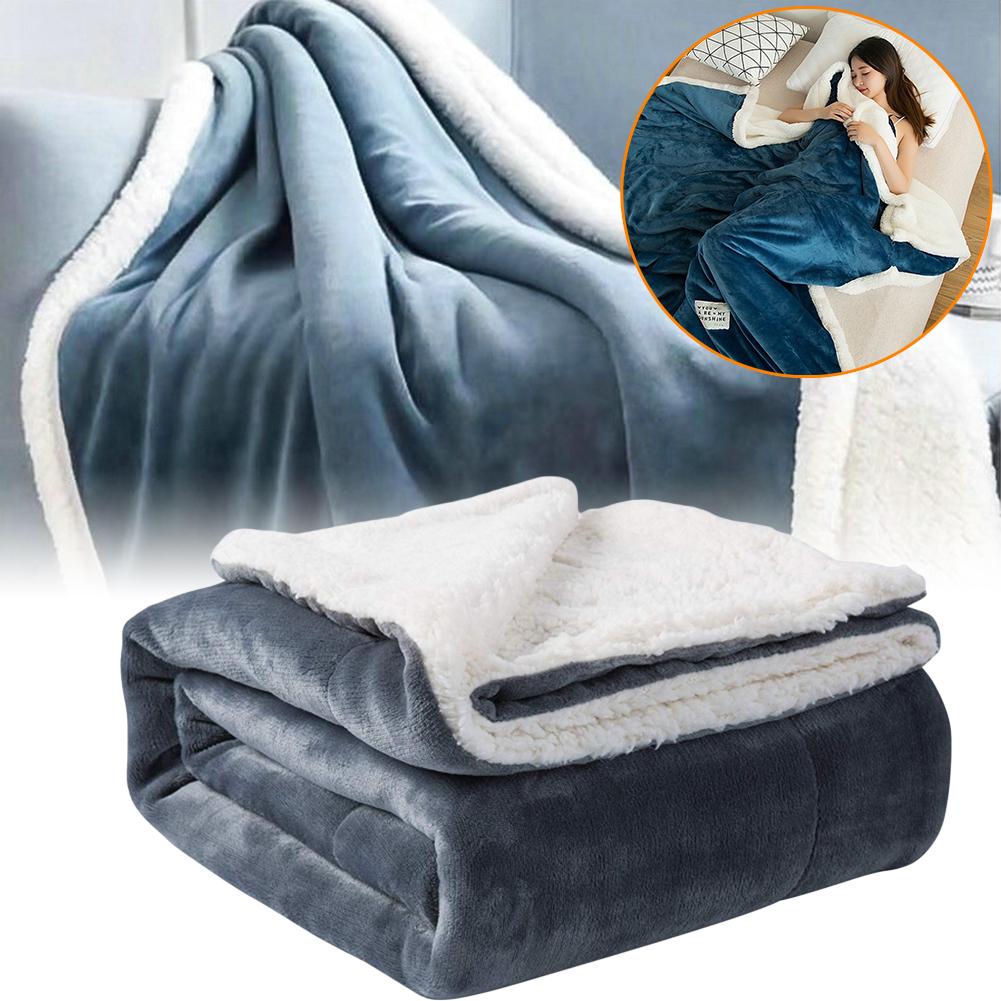Winter Kasjmier Deken Dikke Double-layer Flanellen Deken Flanel Lamsvacht Warme Deken Sofa Bed Cover Bed Levert Zachte Quilt