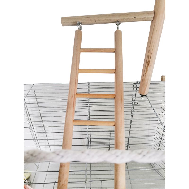 Parrot Climbing Ladder Swing Toy Natural Wood Bird Conure Cage Stand Rope Perch