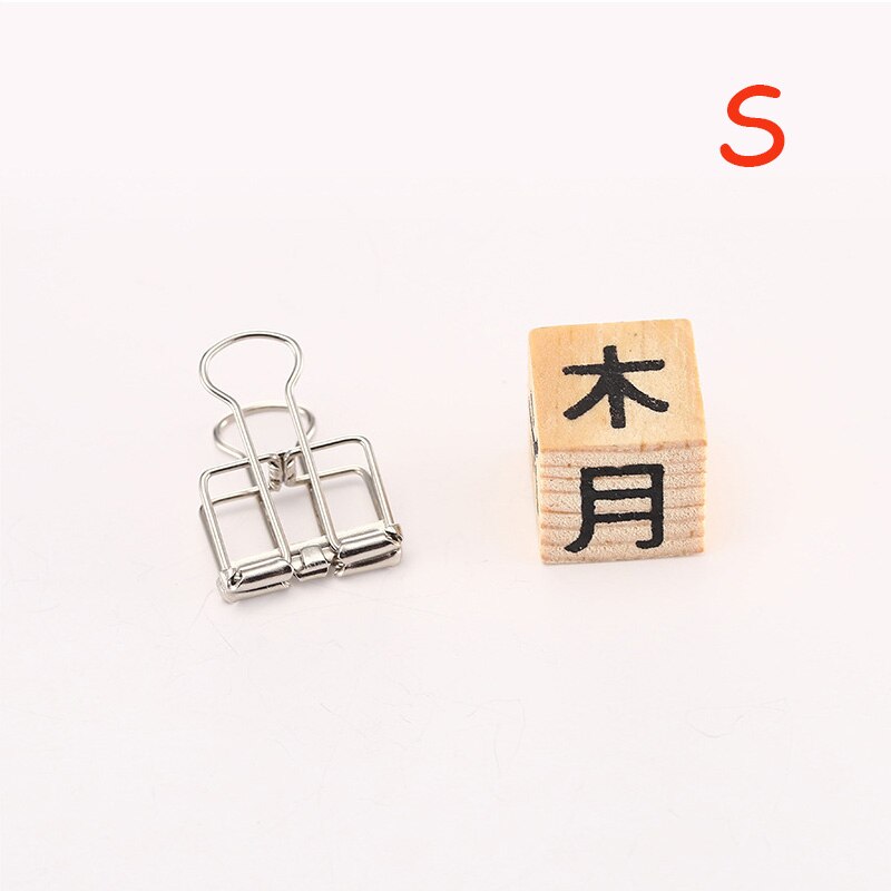 1 PCS Novelty Solid Color Hollow Out Metal Binder Clips S M L Notes Letter Paper Clips Marking Office Stationery Supplies: S Silver