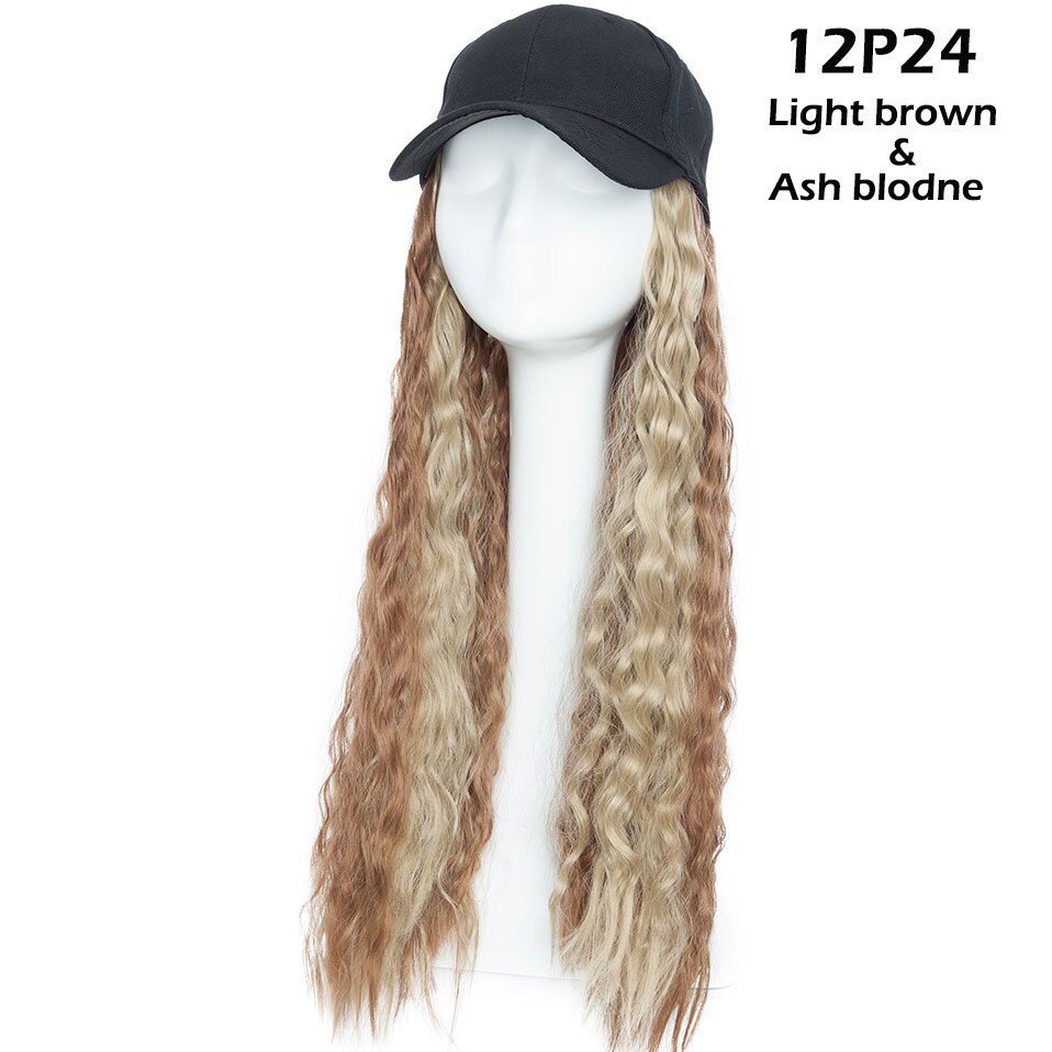 SNOILITE 18 pouces longue extension de cheveux ondulés avec capuchon noir extension synthétique cheveux pour les filles partie style intergrille cap cheveux: 12P24