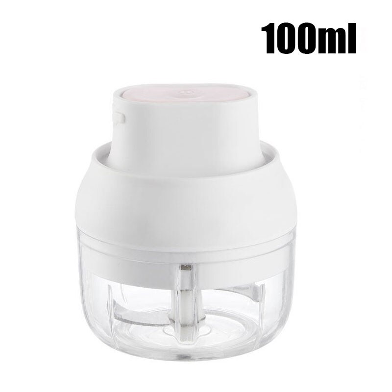 Wireless Portable Electric Crusher 100/250ml Portable Electric Blender Multipurpose Mini USB Charging Vegetables Cup QP2: 100ml White