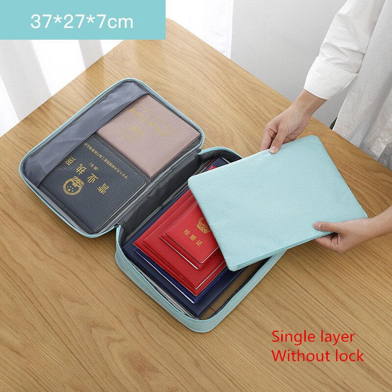 Multifunctional Document Storage Bag Men's Women's Briefcase Id Package Passport Handbags Office Business Pouch Accessories Item: B  Blue
