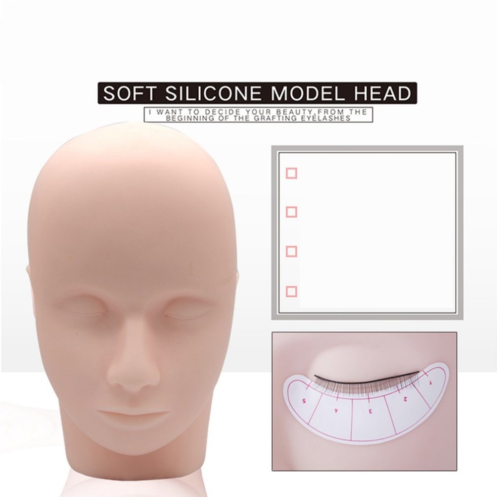 Mannequin Flat Head For Eyelash Grafted Training Practice Head Silicone Eyelashes Extension Practice Model