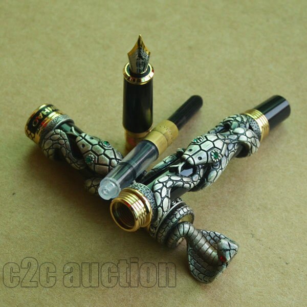 FOUNTAIN PEN JINHAO OLD GREY SNAKE YEAR COMMEMORATE MEDIUM 18KGP NIB