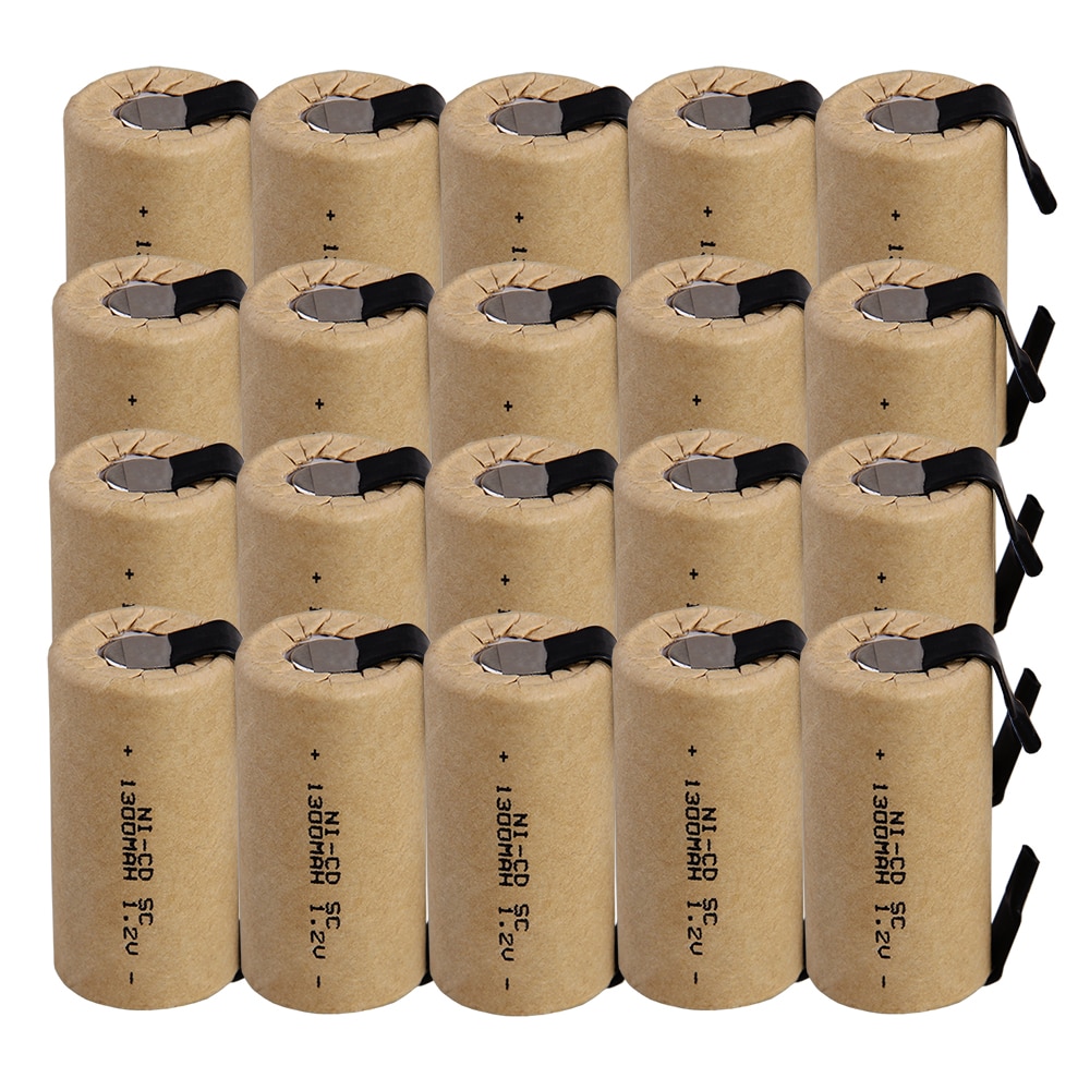 20 pcs power tool SC battery 1.2V NICD SUBC batteries for screwdriver drills 1300mah for CASALS for bosch SPAIN RUSSIA warehouse