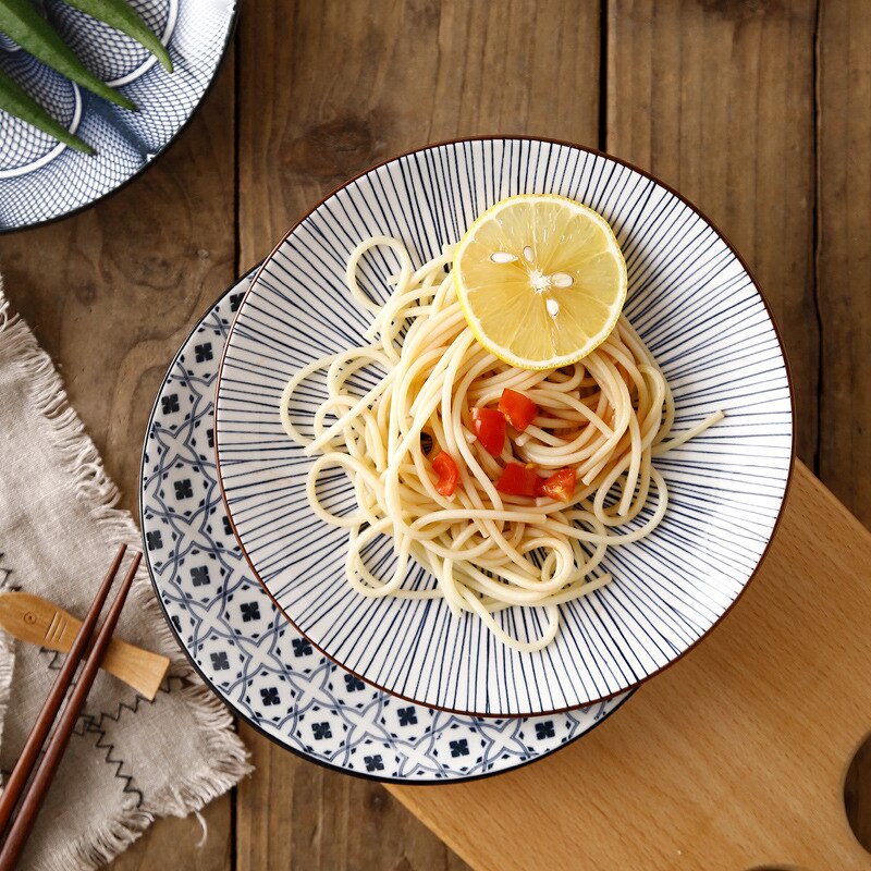 Vajilla de cerámica de estilo occidental para el hogar, plato plano de 8 pulgadas, estilo nórdico japonés, , moderno y Simple