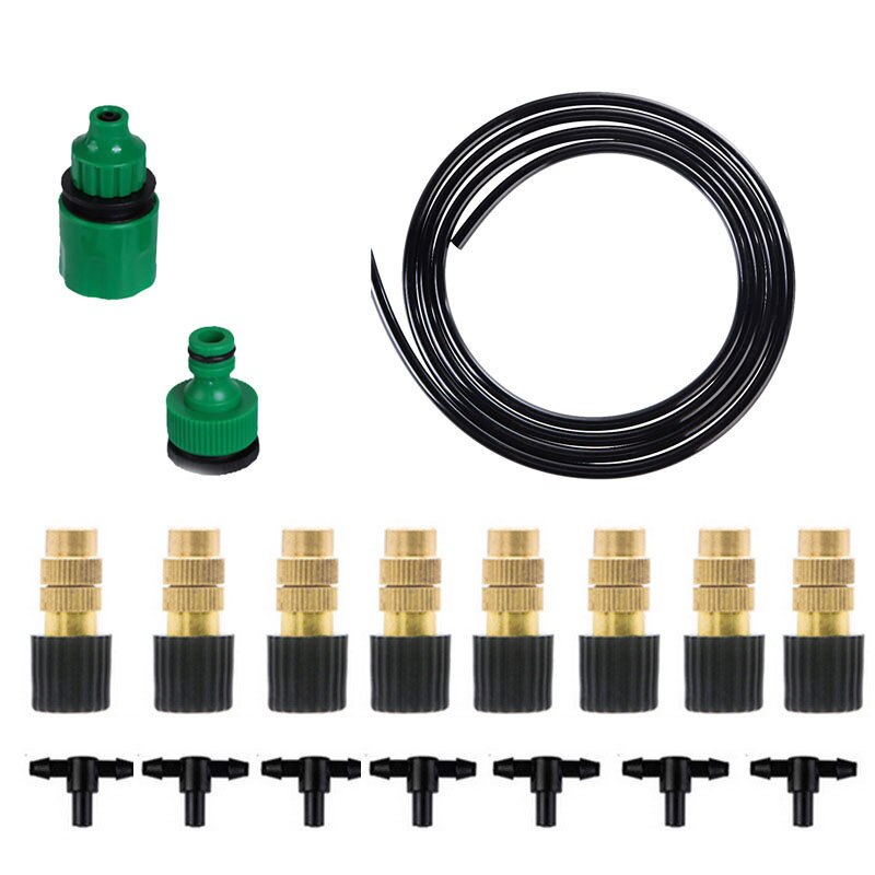Micro kit de rega da planta do gotejamento diy sistema de resfriamento pulverizador da névoa da irrigação do jardim com bocais ajustáveis kit de resfriamento do pulverizador