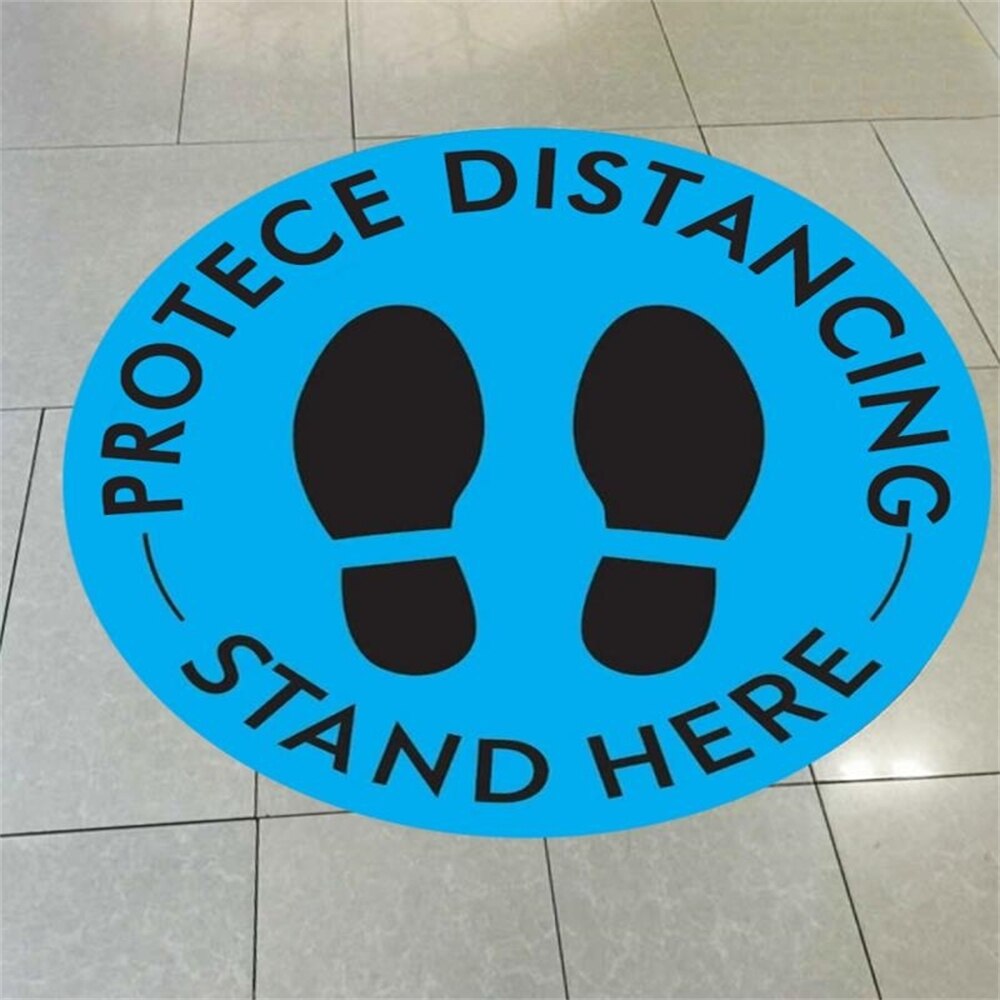 Openbare Protece Distantiëren Floor Tekenen Stickers Houden 6 Voeten Weg Waterdichte Veiligheid Floor Bewegwijzering Voor Ingangen Afrekenen Lijnen