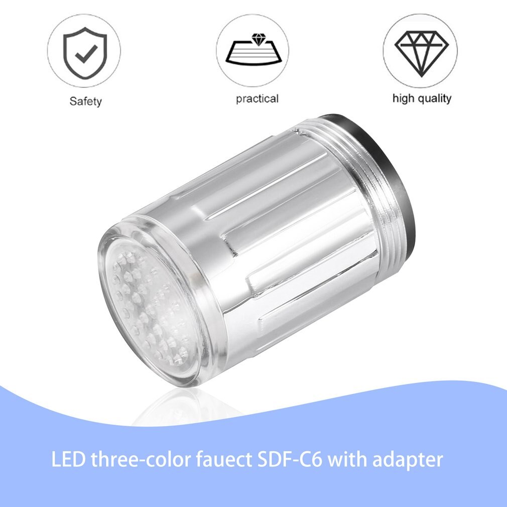 Led Light Water Kraan Tap Glow Douche Keuken Badkamer Rgb/Multi Kleur/Blauw Licht Gewicht