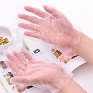 Guantes desechables de plástico transparente de 100 Uds., guantes para cocinar en barbacoa, guantes sanitarios para el baño del hogar para cocinar