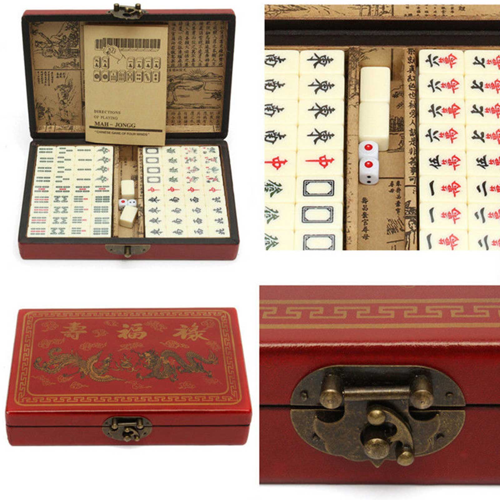 144 piastrelle mah-jong Set di Mahjong numerato cinese Set di mah-jong tavolo da gioco portatile cinese per giochi da gioco con scatola